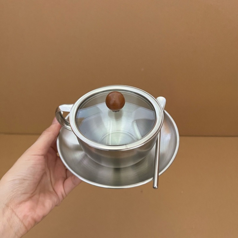 Coffee Tea And Sugar Canister Set - Retro Stainless Steel Coffee Cup and