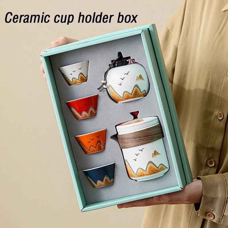 Coffee Tea Gift Set - Gift Box,Chinese Style Ceramic Tea Cup,Porcelain
