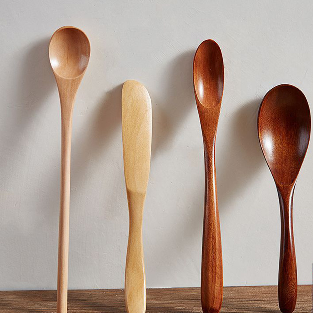 Tea Coffee Utensils - 3Pcs Premium Solid Wood Spoon Set