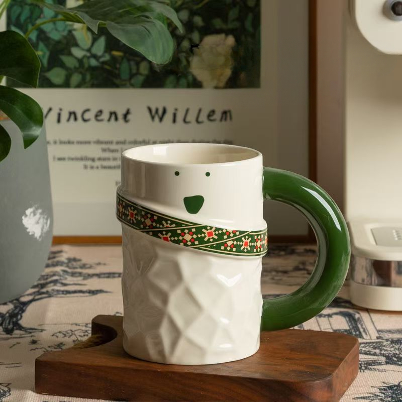 Coffee Tea Emoji - Cute Emoji Scarf Pattern Ceramic Mug,