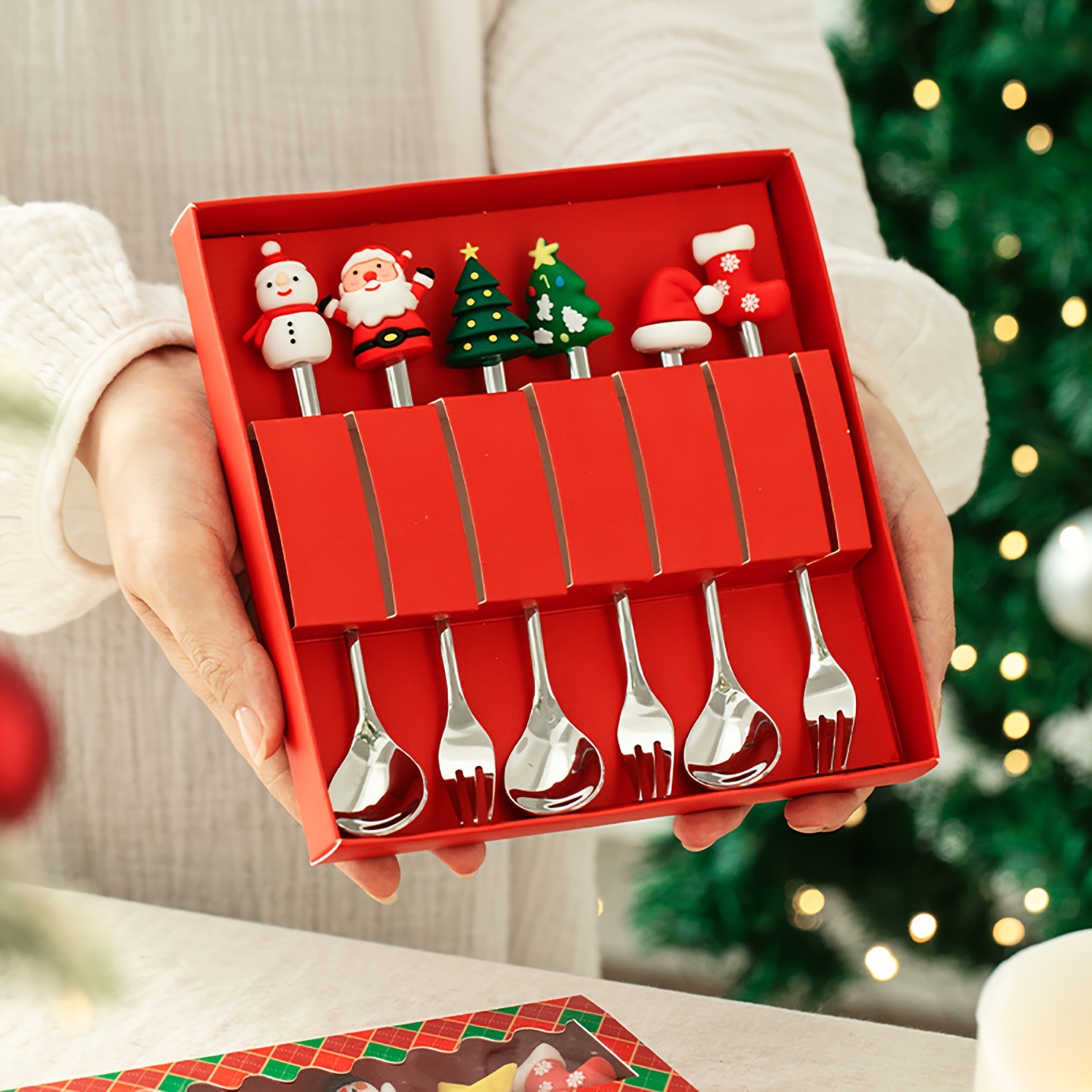 Coffee Tea And Sugar Canister Set - 1Set Creative Christmas Fork And Spoon