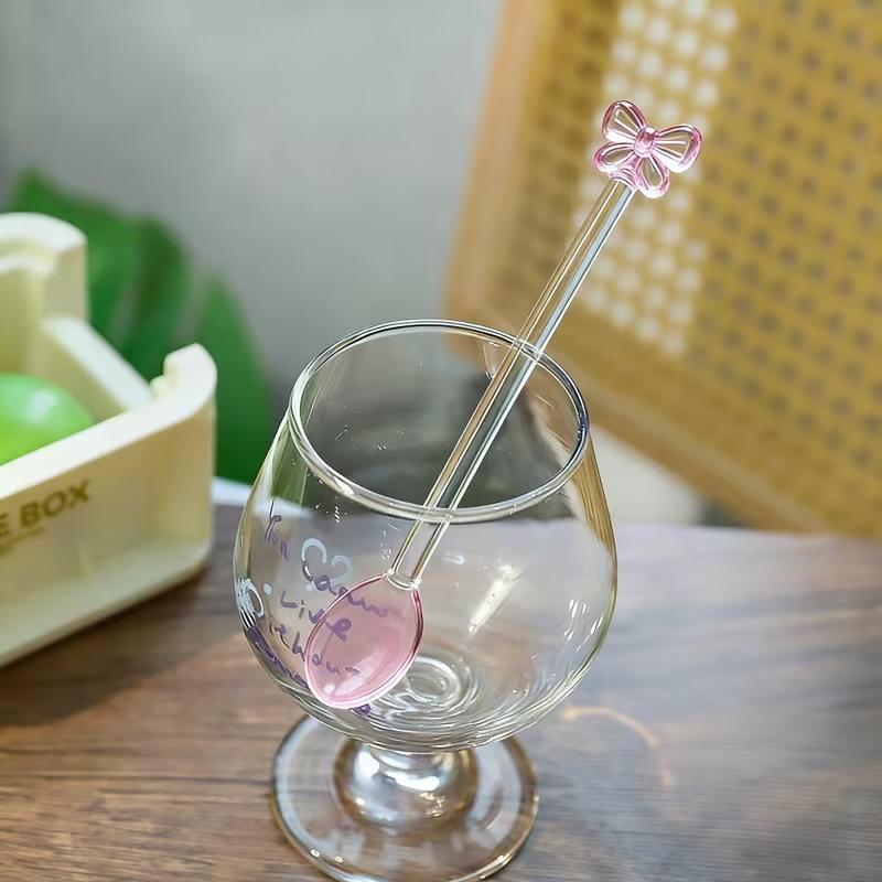 Pink Bow-Adorned Glass Coffee  - Tea Coffee Utensils recension och pris