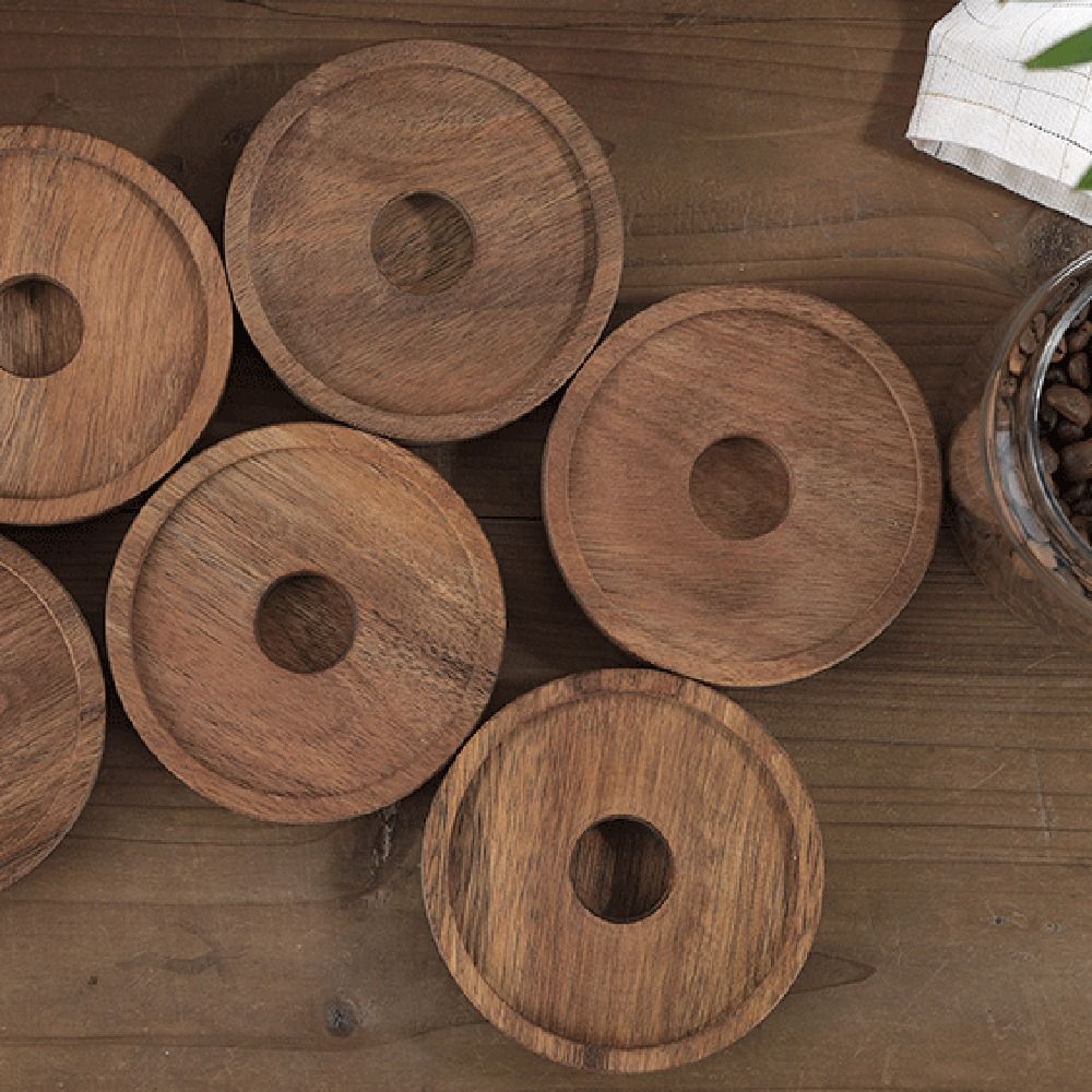 Multi-Use Wooden Lid Glass Foo - Coffee Tea And Sugar Canister Set recension och pris