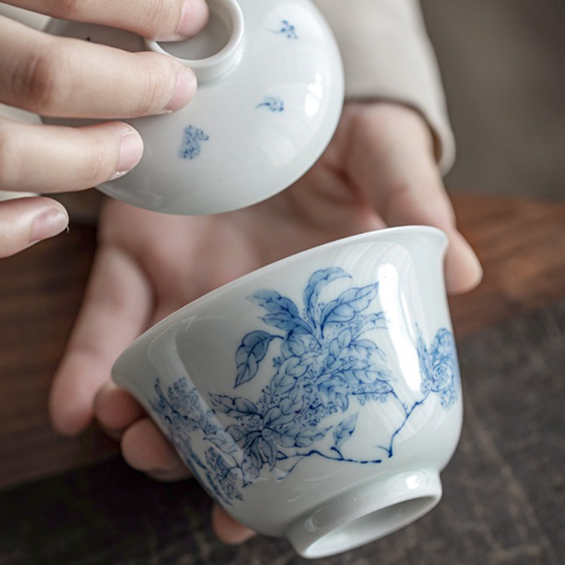 Antique Blue White Porcelain G - Gongfu Tea Set recension och pris