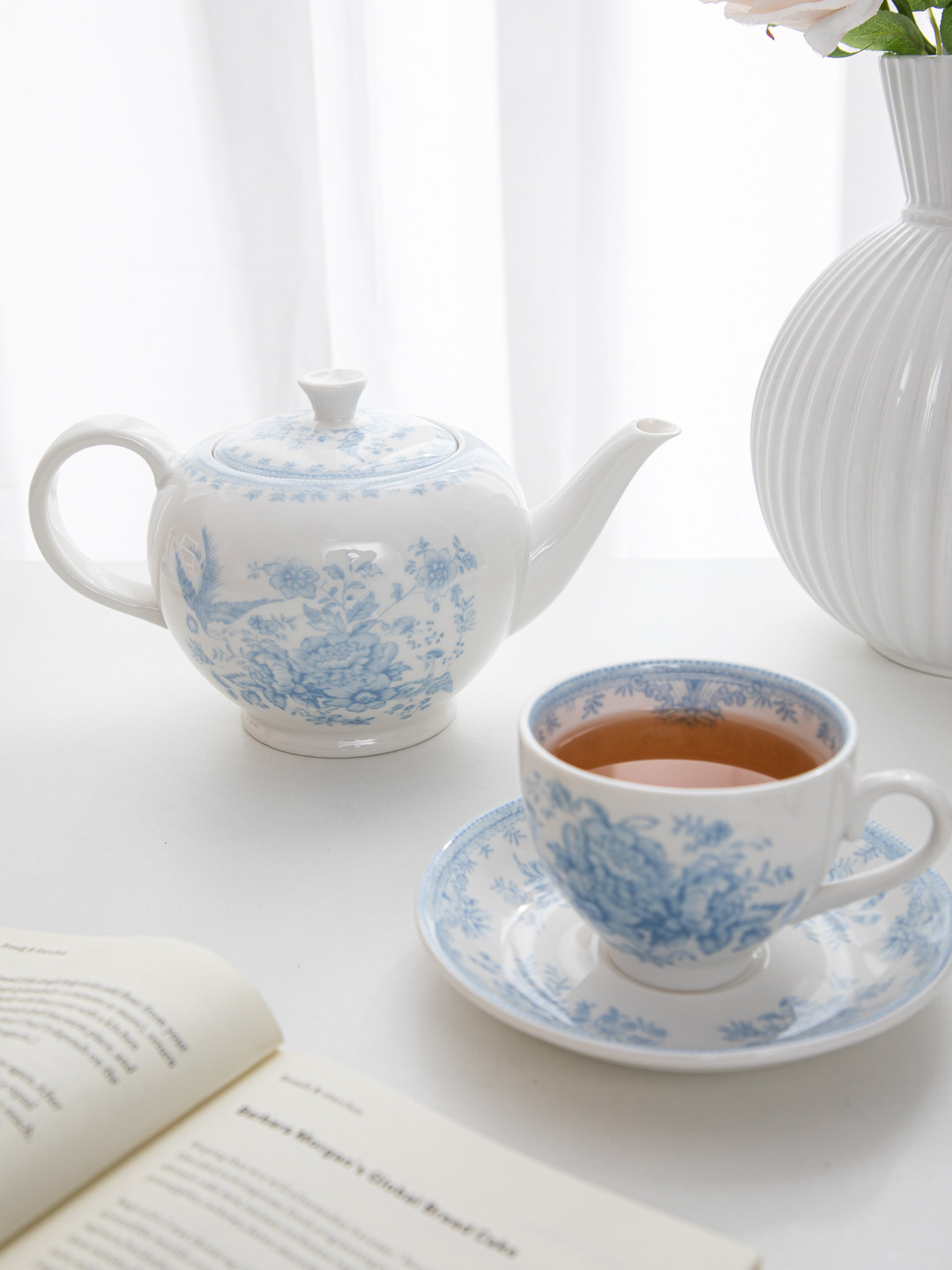 House, retro blue peony aftern - Espresso Cup Saucer recension och pris
