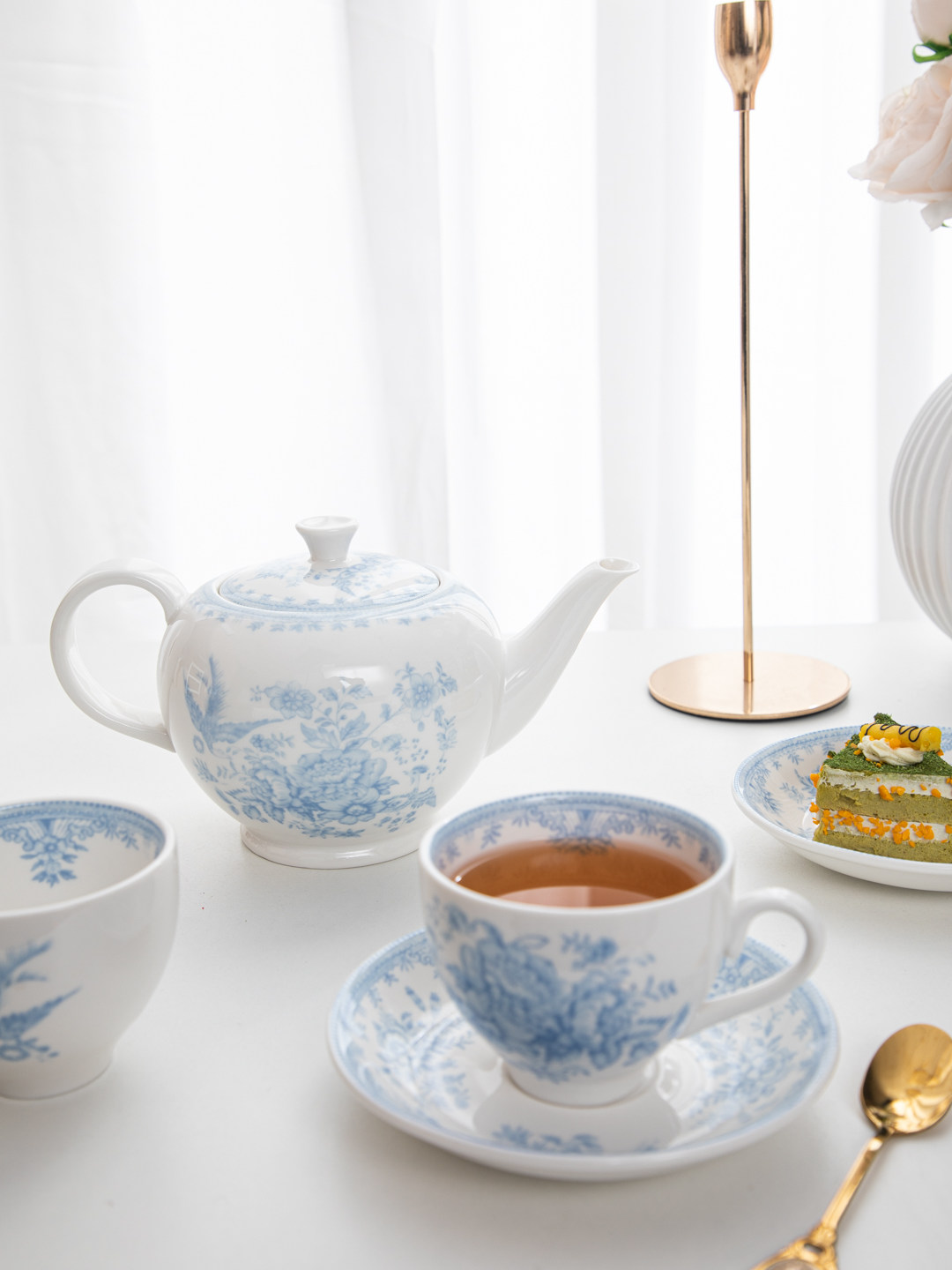 House, retro blue peony aftern - Espresso Cup Saucer recension och pris