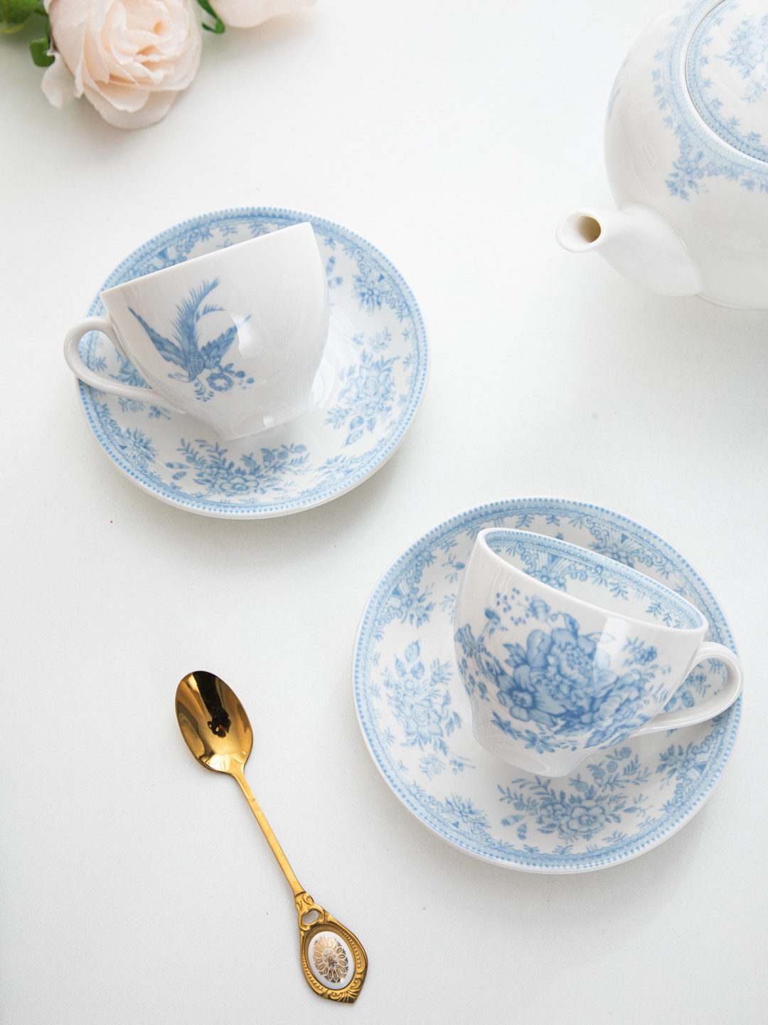 House, retro blue peony aftern - Espresso Cup Saucer recension och pris