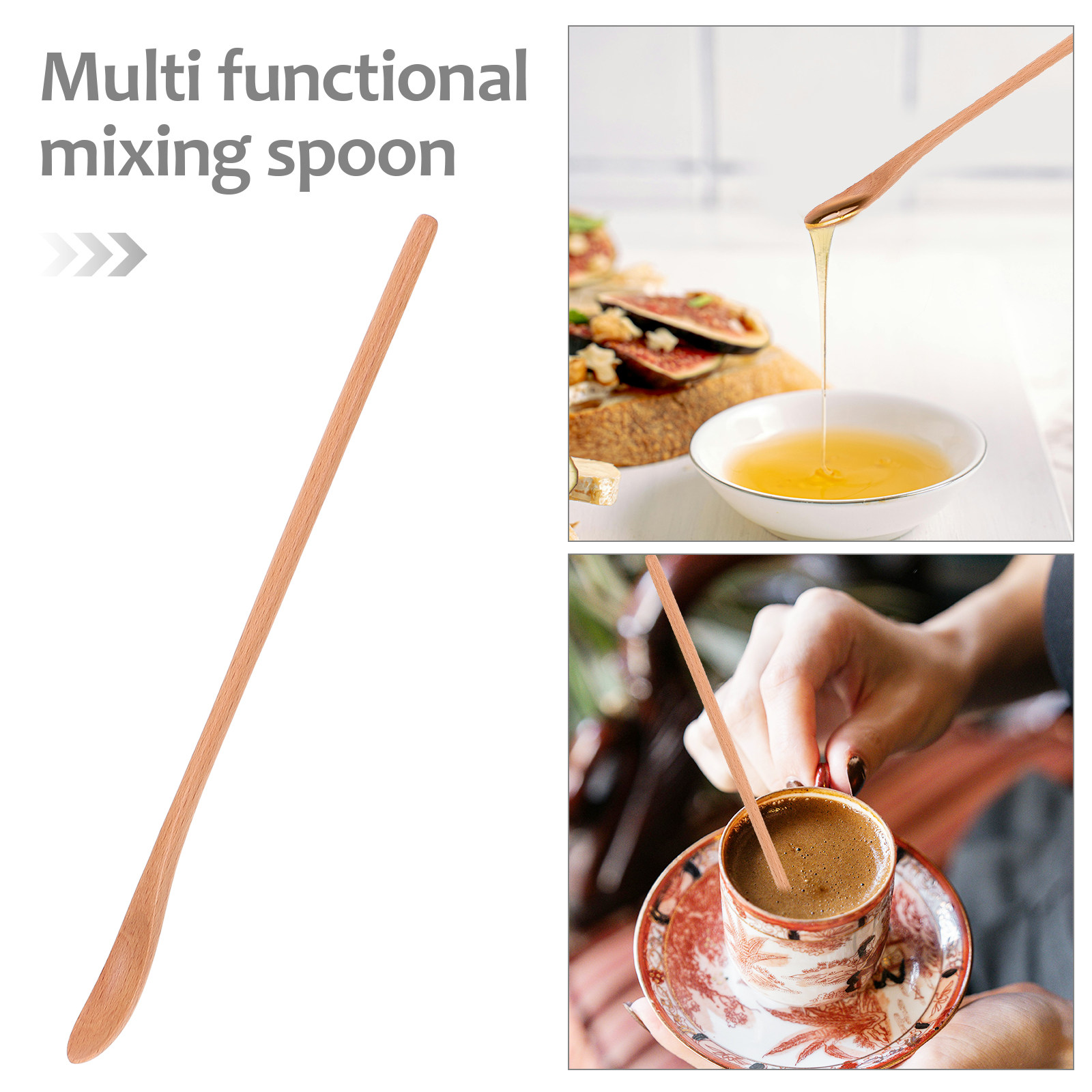 2Pcs Long Handle Wooden Honey  - Tea Coffee Utensils recension och pris