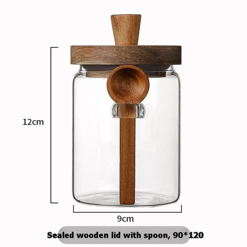 ABJI-Glass Jar With Wooden Lid - Coffee Tea And Sugar Canister Set recension och pris