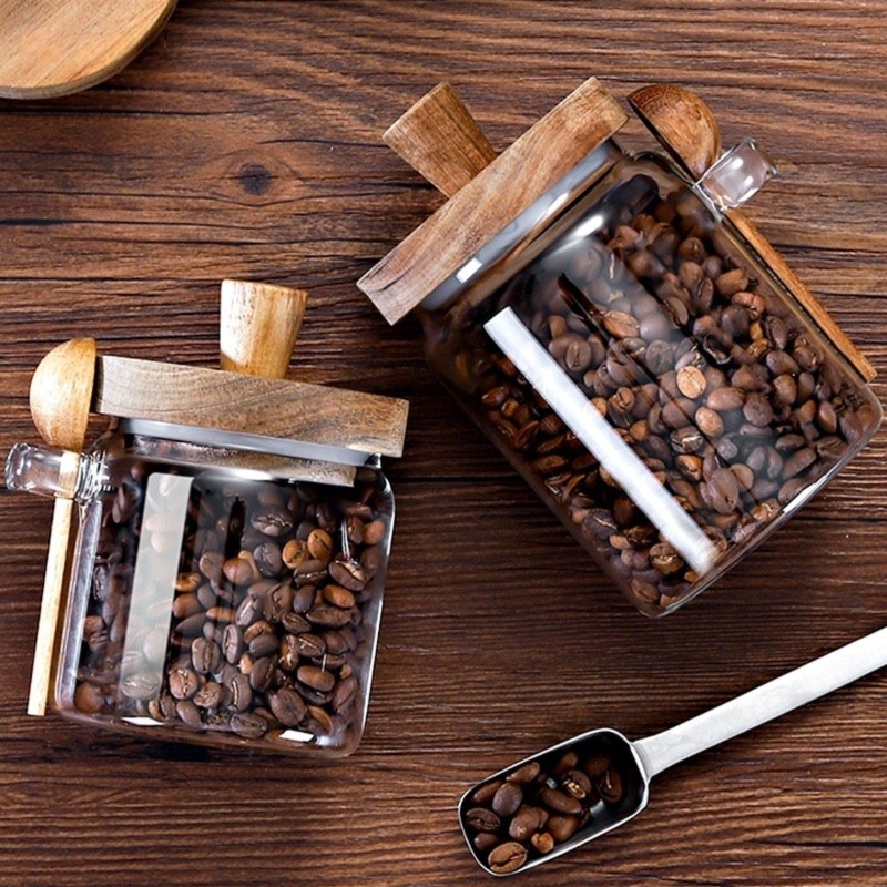 ABJI-Glass Jar With Wooden Lid - Coffee Tea And Sugar Canister Set recension och pris