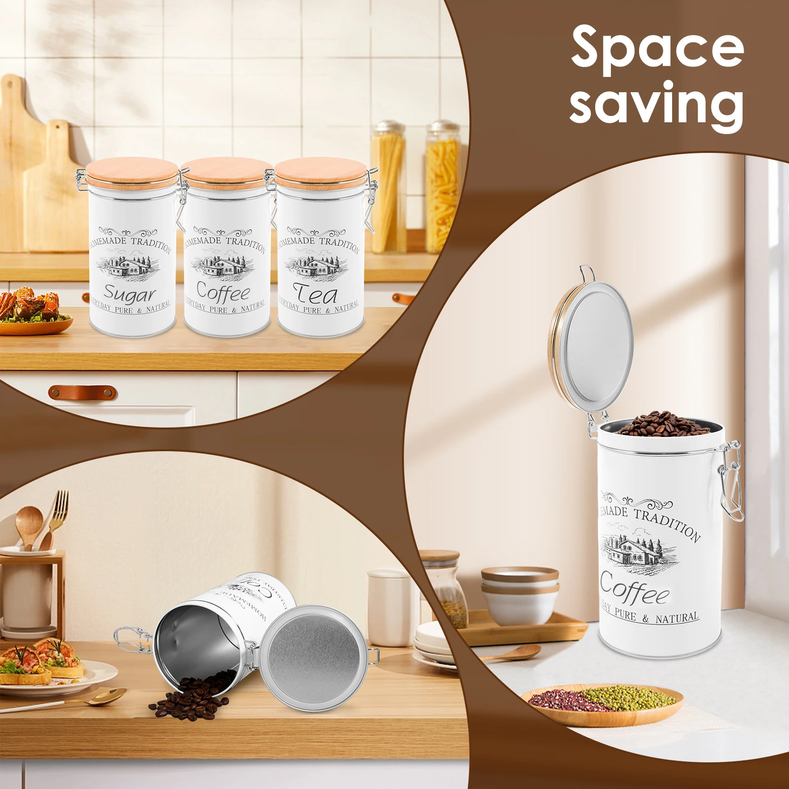 3Pcs/Set Tea Coffee Sugar Cani - Coffee Tea And Sugar Canister Set recension och pris