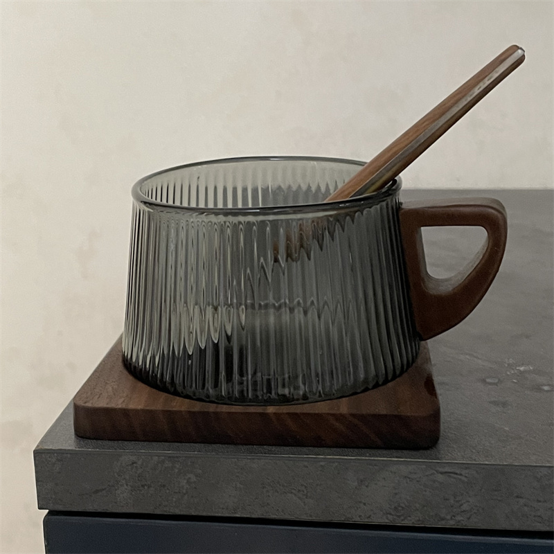 200ml Stripe Glass Coffee Cup  - Espresso Cup Saucer recension och pris