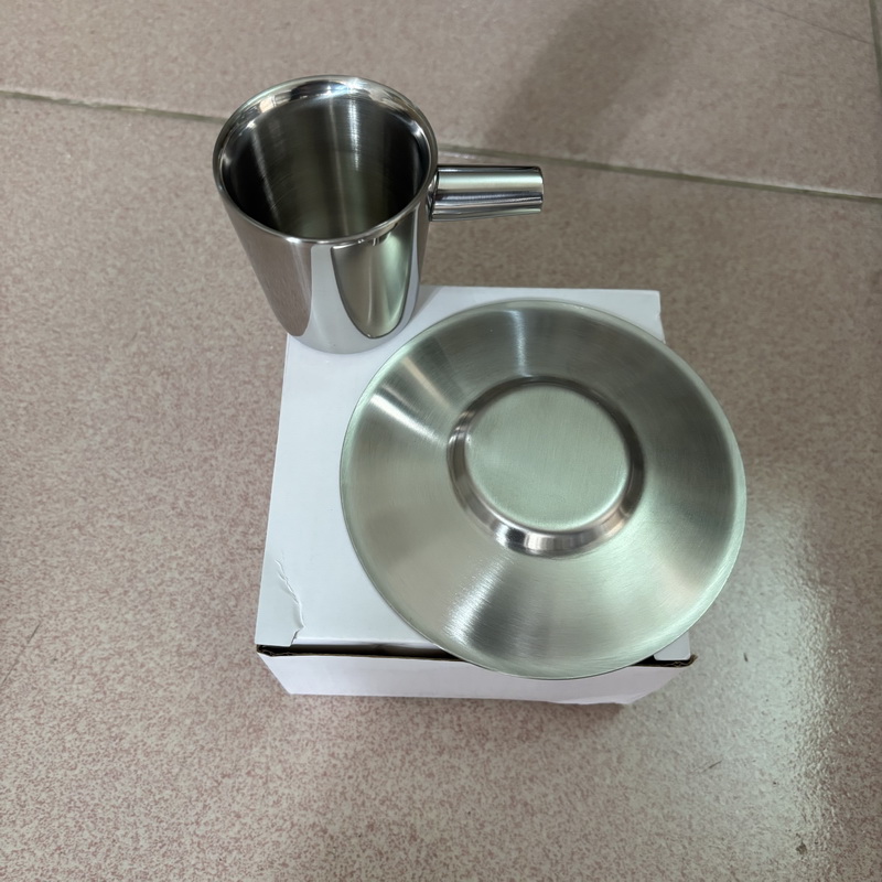 2 pack Stainless Steel Coffee  - Espresso Cup Saucer recension och pris