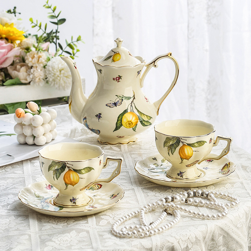 Vintage Lemon Teapot Coffee Cu - Espresso Cup Saucer recension och pris