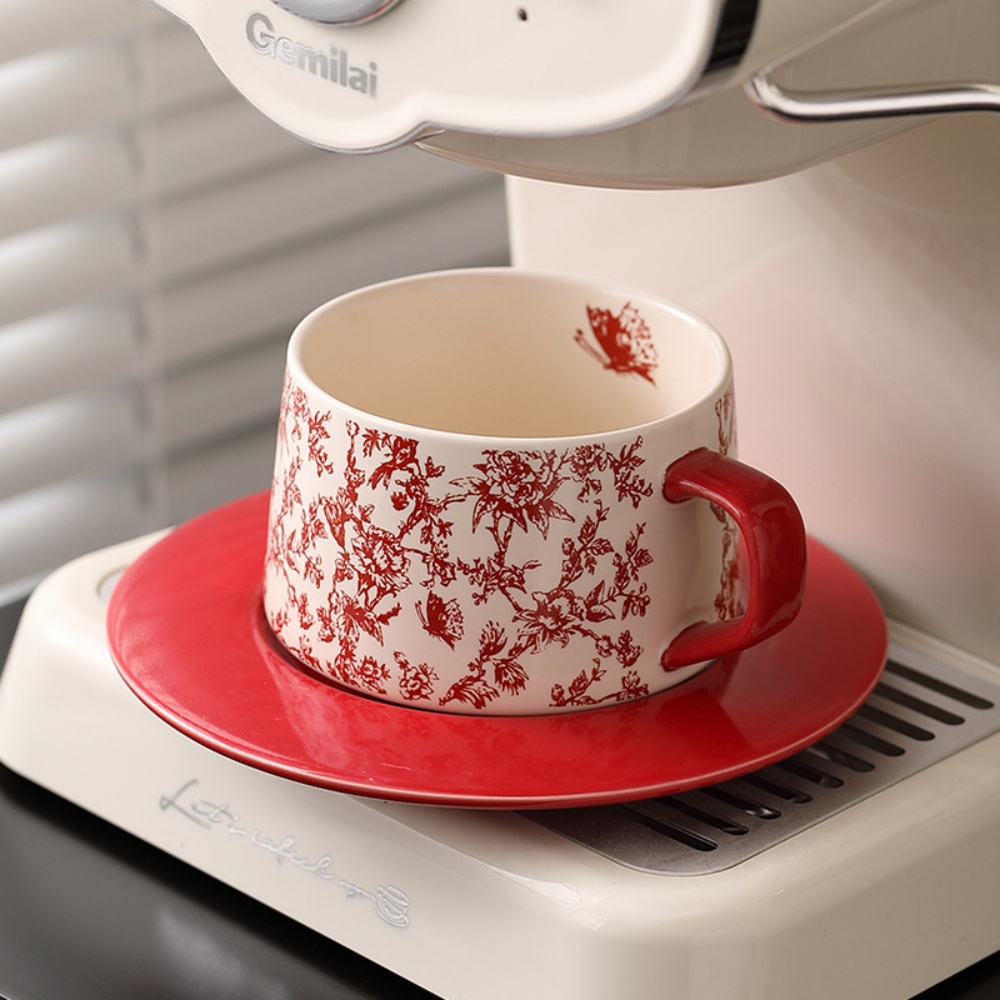 Vintage Flowers Pattern Coffee - Espresso Cup Saucer recension och pris