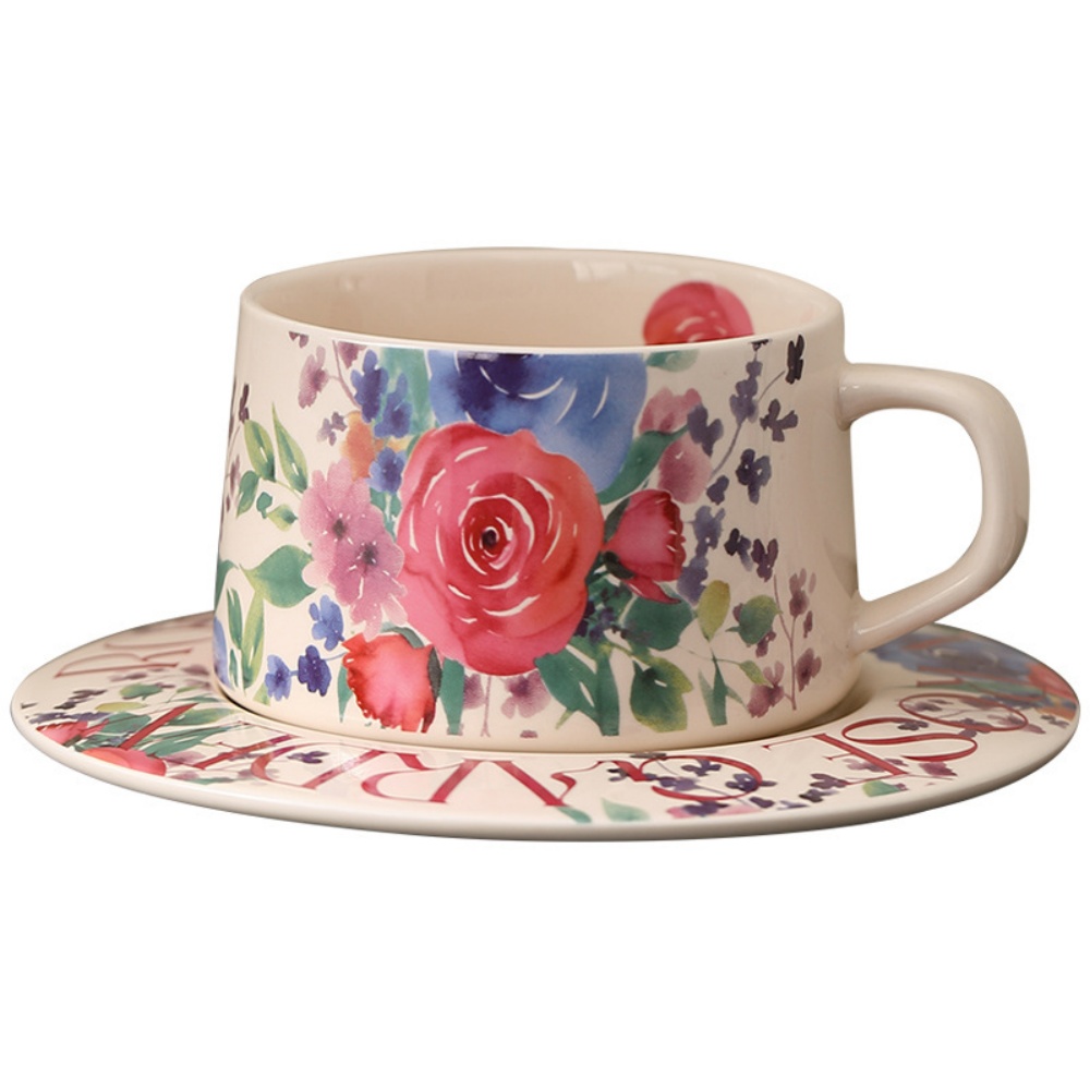 Vintage Flowers Pattern Coffee - Espresso Cup Saucer recension och pris